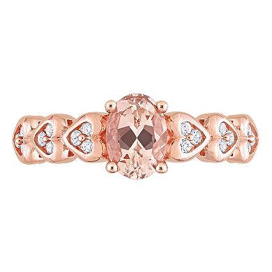 Stella Grace 10K Rose Gold Oval Morganite & White Topaz Engagement Ring