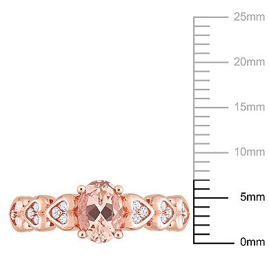 Stella Grace 10K Rose Gold Oval Morganite & White Topaz Engagement Ring