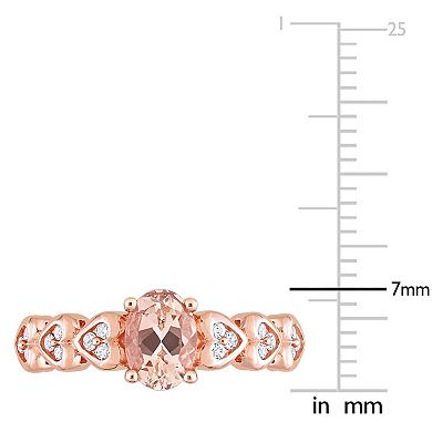 Stella Grace 10K Rose Gold Oval Morganite & White Topaz Engagement Ring