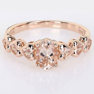 Stella Grace 10K Rose Gold Oval Morganite & White Topaz Engagement Ring