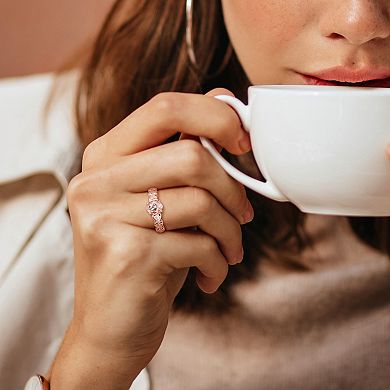 Stella Grace 10K Rose Gold Oval Morganite & White Topaz Engagement Ring