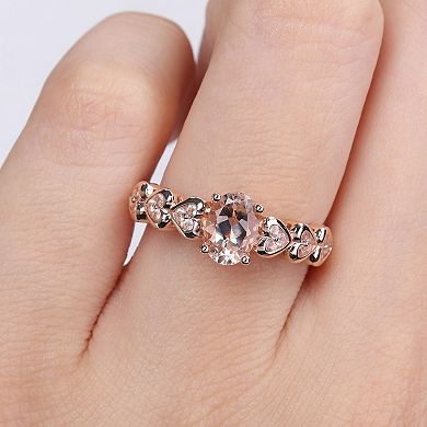 Stella Grace 10K Rose Gold Oval Morganite & White Topaz Engagement Ring