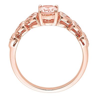 Stella Grace 10K Rose Gold Oval Morganite & White Topaz Engagement Ring