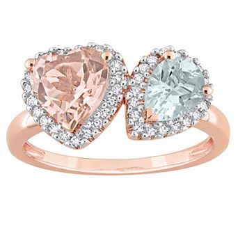 Stella Grace 14K Rose Gold Morganite, Aquamarine & 1/5 Carat T.W. Diamond Ring