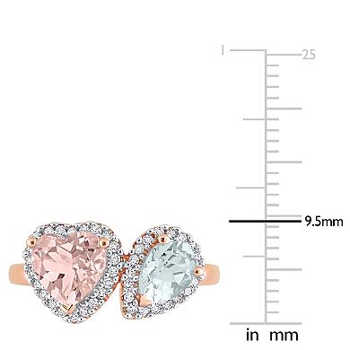 Stella Grace 14K Rose Gold Morganite, Aquamarine & 1/5 Carat T.W. Diamond Ring