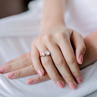 Stella Grace 14K Rose Gold Morganite, Aquamarine & 1/5 Carat T.W. Diamond Ring