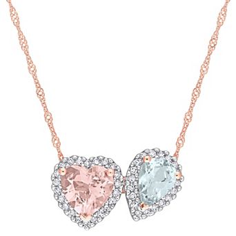 Stella Grace 14K Rose Gold Morganite, Aquamarine & 1/5 Carat T.W. Diamond Necklace