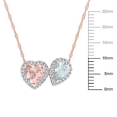 Stella Grace 14K Rose Gold Morganite, Aquamarine & 1/5 Carat T.W. Diamond Necklace