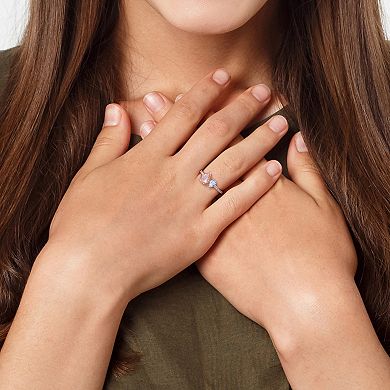 Stella Grace 14K Rose Gold Morganite, Aquamarine & 1/5 Carat T.W. Diamond 2-Stone Ring