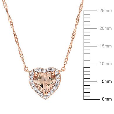 Stella Grace 14K Rose Gold Morganite & 1/10 Carat T.W. Diamond Halo Necklace