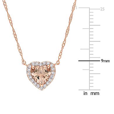 Stella Grace 14K Rose Gold Morganite & 1/10 Carat T.W. Diamond Halo Necklace