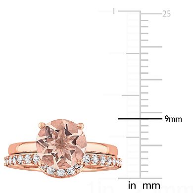 Stella Grace 10K Rose Gold Morganite & Created White Sapphire Bridal Ring Set
