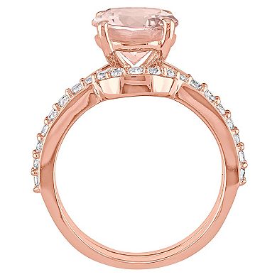 Stella Grace 10K Rose Gold Morganite & Created White Sapphire Bridal Ring Set