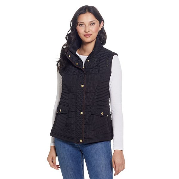 Women's Weathercast Faux Suede Trim Quilted Vest