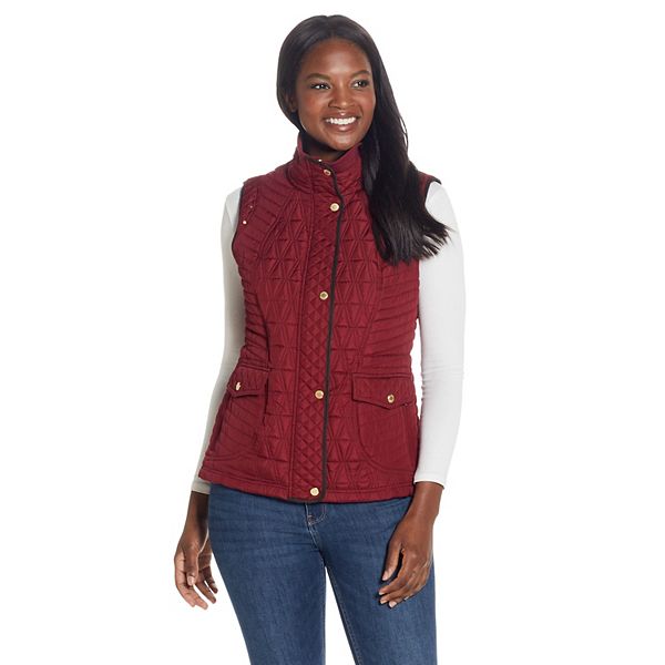 Women's Weathercast Faux Suede Trim Quilted Vest