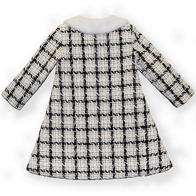 Toddler Girl Blueberi Boulevard Dress & Boucle Patterned Coat Set