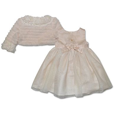 Toddler Girl Blueberi Boulevard Ballerina Dress & Faux-Fur Cardigan Set