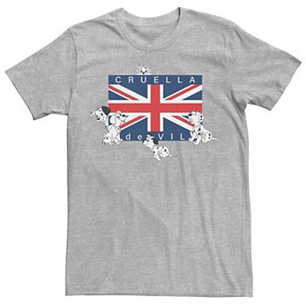 Disney's 101 Dalmatians Cruella De Vil Union Jack Flag Men's Tee
