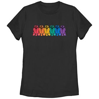 Juniors' Star Wars Pride R2-D2 Rainbow Lineup Graphic Tee