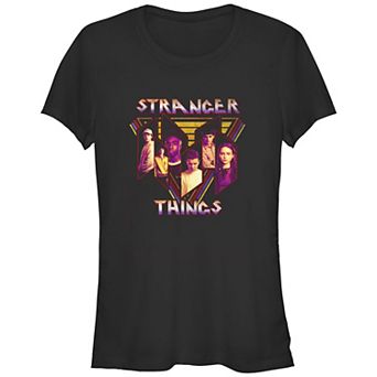 Juniors' Stranger Things 80s Style Art Crew Fitted Graphic Tee