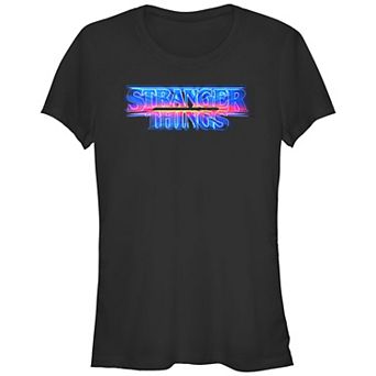 Juniors' Stranger Things TV 3D Logo Fitted Graphic Tee