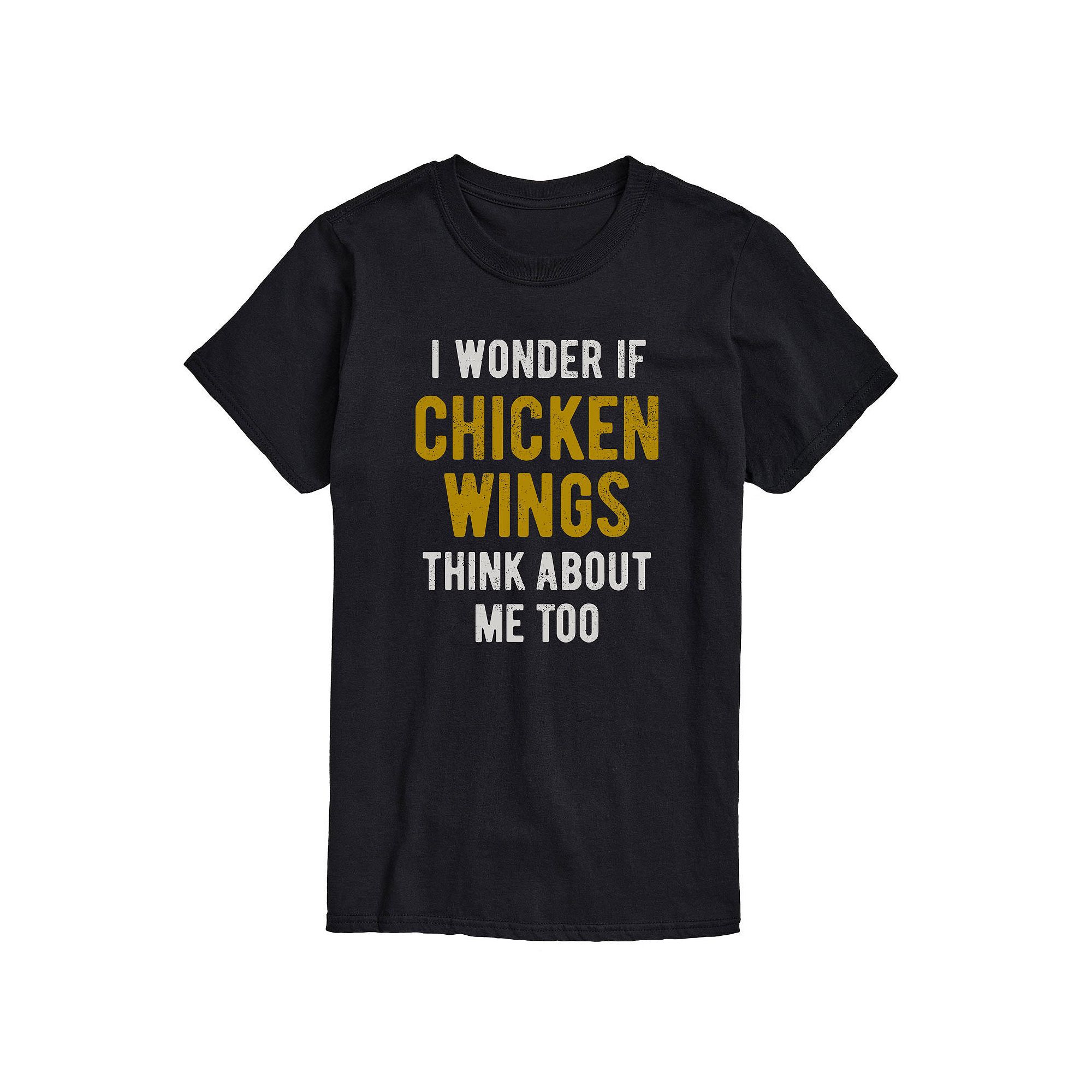 Mens I Wonder Chicken Wings Tee, Size: XS, Black