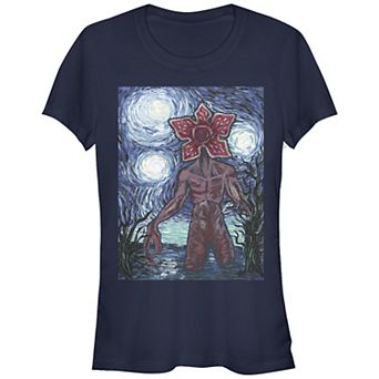 Juniors' Stranger Things Demogorgon Starry Night Style Poster Fitted Graphic Tee