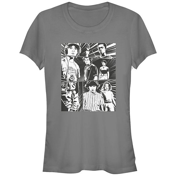 Juniors' Stranger Things Group Shot Comic Strip Stare Down Fitted ...