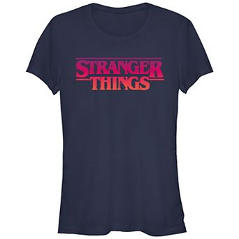 Juniors' Stranger Things Logo Fitted Graphic Tee