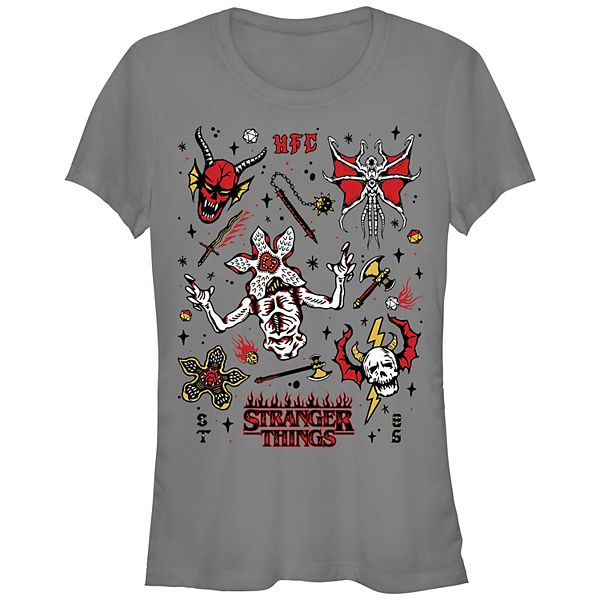 Juniors' Stranger Things Stranger Flash Sheet Monsters Fitted Graphic Tee