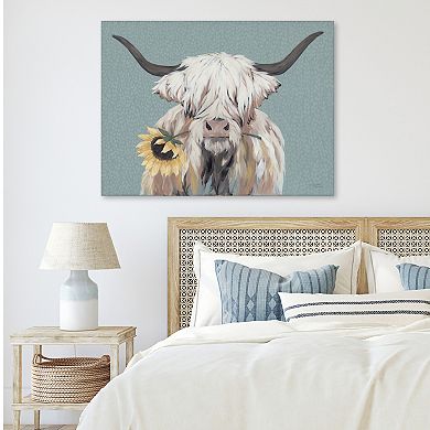 COURTSIDE MARKET Cow & Sunflower Canvas Wall Art