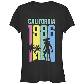 Juniors' Stranger Things 1986 Demogorgon In California Fitted Graphic Tee