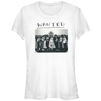 Juniors' Stranger Things Hellfire Wanted Photo Fitted Graphic Tee