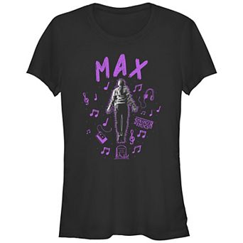 Juniors' Stranger Things Purple Music MAX Fitted Graphic Tee