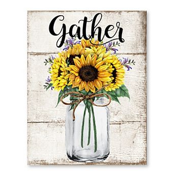 COURTSIDE MARKET Belle Sunflower Jar Canvas Wall Art