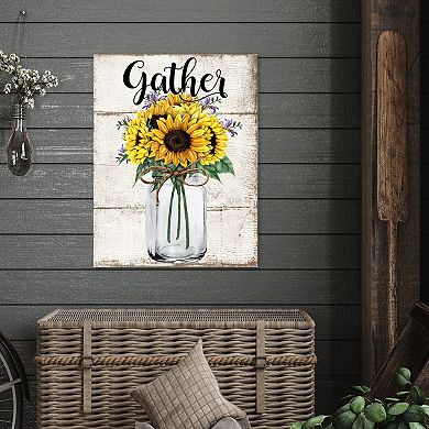 COURTSIDE MARKET Belle Sunflower Jar Canvas Wall Art