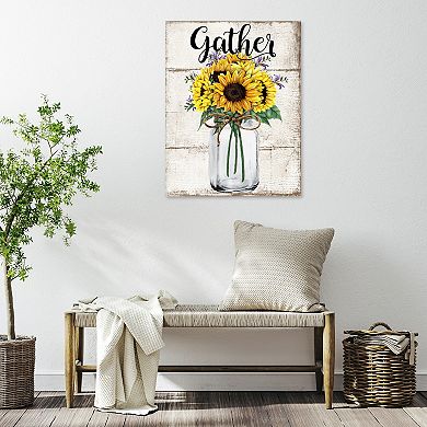 COURTSIDE MARKET Belle Sunflower Jar Canvas Wall Art