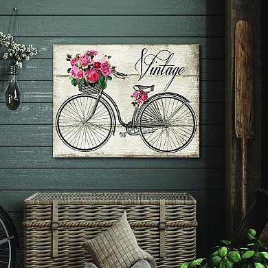 COURTSIDE MARKET Vintage Bicycle Roses Canvas Wall Art
