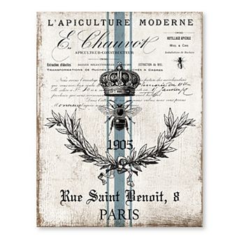 COURTSIDE MARKET French Blue Bee Canvas Wall Art