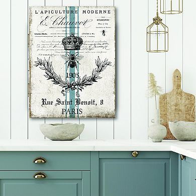 COURTSIDE MARKET French Blue Bee Canvas Wall Art