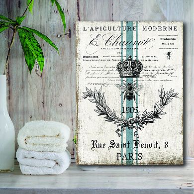 COURTSIDE MARKET French Blue Bee Canvas Wall Art