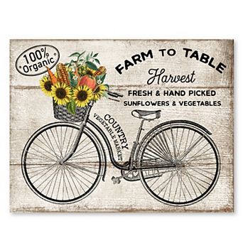 COURTSIDE MARKET Vintage Bicycle Sunflower Canvas Wall Art