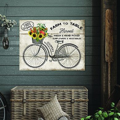 COURTSIDE MARKET Vintage Bicycle Sunflower Canvas Wall Art