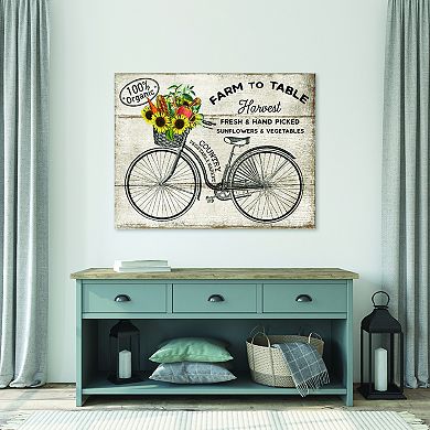 COURTSIDE MARKET Vintage Bicycle Sunflower Canvas Wall Art