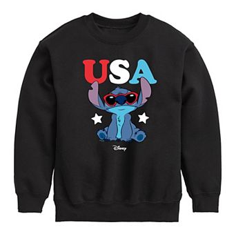 Disney's Lilo & Stitch Boys 8-20 USA Sunglasses Crew Fleece Sweatshirt