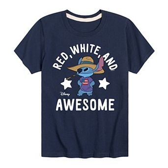 Disney's Lilo & Stitch Boys 8-20 Red White & Awesome Graphic Tee