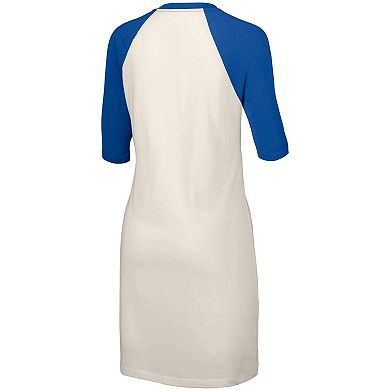 Women's Lusso Style  White Boston Red Sox Nettie Raglan Half-Sleeve Tri-Blend T-Shirt Dress