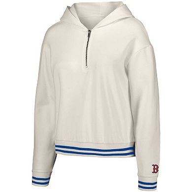 Women's Lusso Style  White Boston Red Sox Magnolia Tri-Blend Quarter-Zip Hoodie
