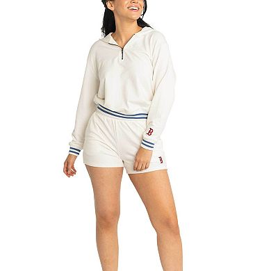 Women's Lusso White Boston Red Sox Magnolia Tri-Blend Quarter-Zip Hoodie