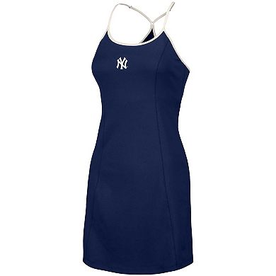 Women's Lusso Style  Navy New York Yankees Nakita Strappy V-Neck Dress